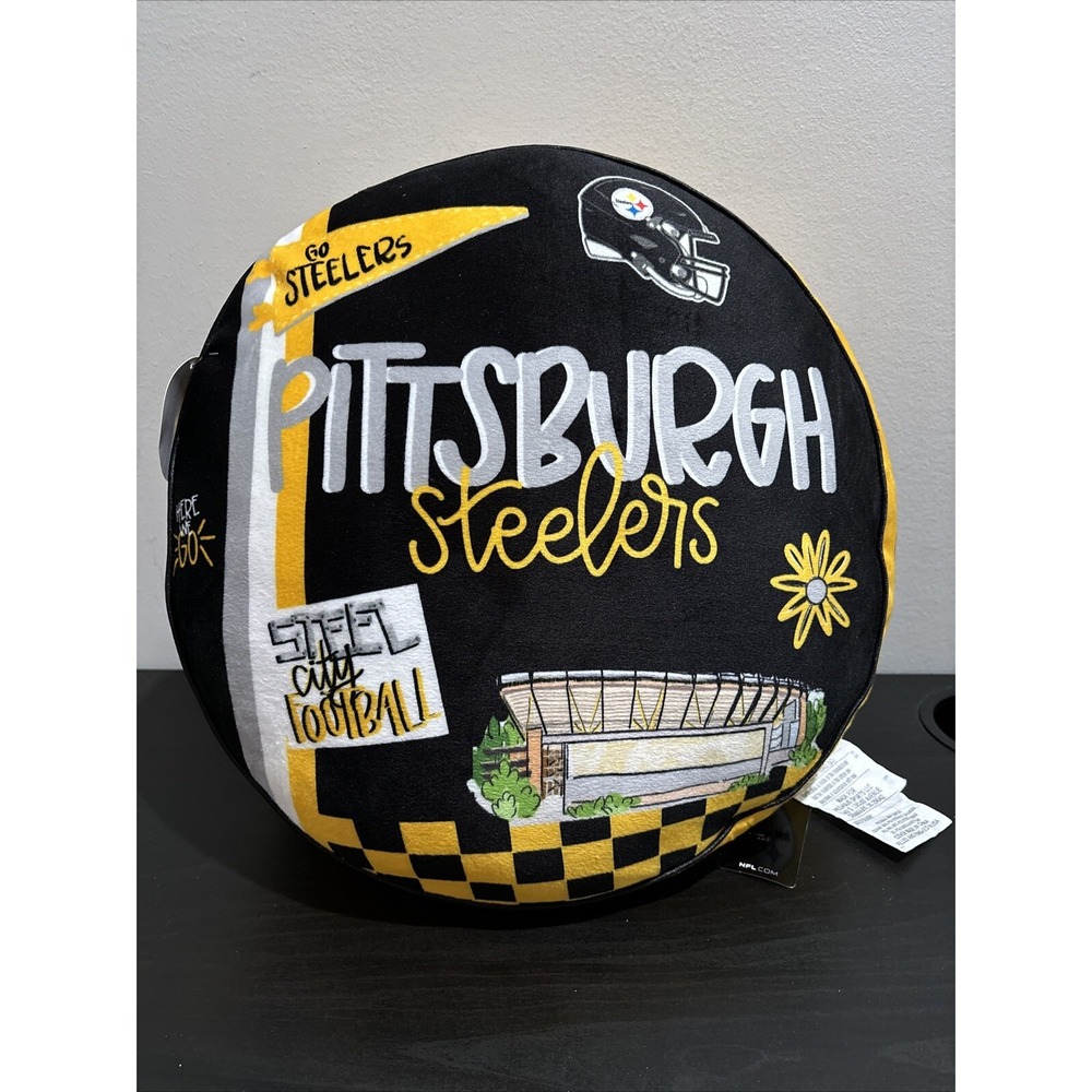 Pittsburgh Steelers 14" Squish Me Official NFL Plush Pillow Squishie Round NWT